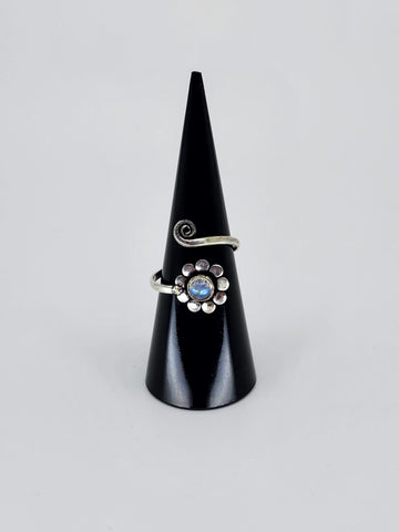 Gemstone spiral tribal ring