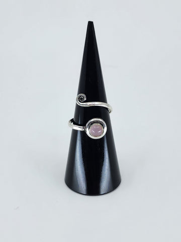 Gemstone spiral tribal ring