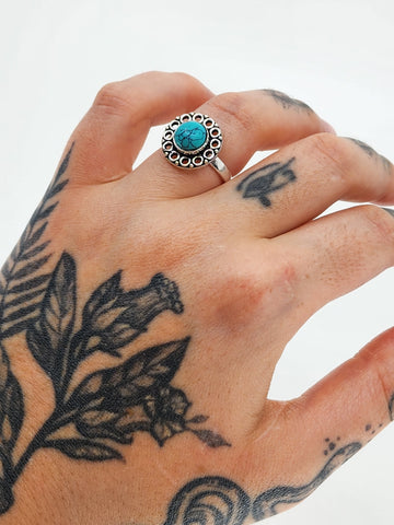 Blue Howlite tribal ring