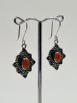 Carnelian Flower large drop earrings