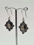 Labradorite Flower large drop earrings