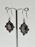 Labradorite Flower large drop earrings