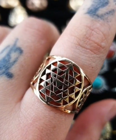 Sri Yantra Bronze ring