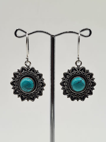 Blue Howlite Sun large drop earrings