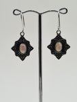 Labradorite Flower large drop earrings