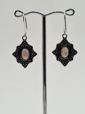 Labradorite Flower large drop earrings