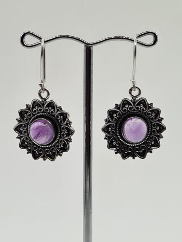 Amethyst Sun large drop earrings
