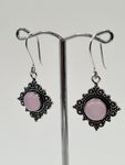 Rose Quartz Diamond large drop earrings