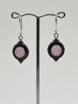 Rose Quartz Moon large drop earrings