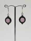 Rose Quartz Moon large drop earrings