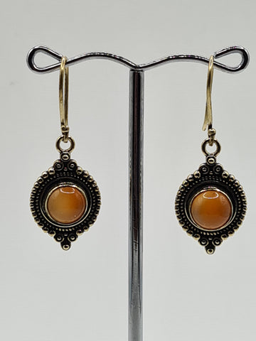 Carnelian Moon large drop earrings