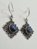 Labradorite Diamond large drop earrings