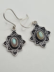 Labradorite Flower large drop earrings