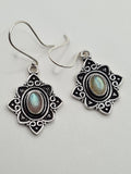 Labradorite Flower large drop earrings
