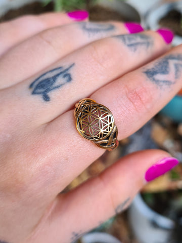 Flower of life & triquetra ring