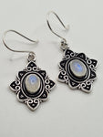 Moonstone Flower large drop earrings
