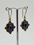 Lapis lazuli Flower large drop earrings