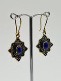 Lapis lazuli Flower large drop earrings