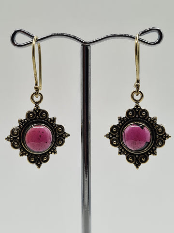 Garnet Diamond large drop earrings