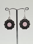 Rose Quartz Sun large drop earrings