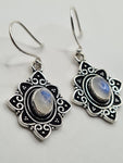 Moonstone Flower large drop earrings