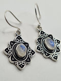 Moonstone Flower large drop earrings