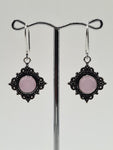 Rose Quartz Diamond large drop earrings