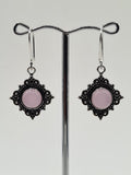 Rose Quartz Diamond large drop earrings