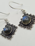 Labradorite Diamond large drop earrings