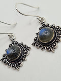 Labradorite Diamond large drop earrings