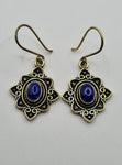 Lapis lazuli Flower large drop earrings