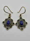 Lapis lazuli Flower large drop earrings