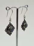 Labradorite Diamond large drop earrings