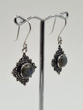 Labradorite Diamond large drop earrings