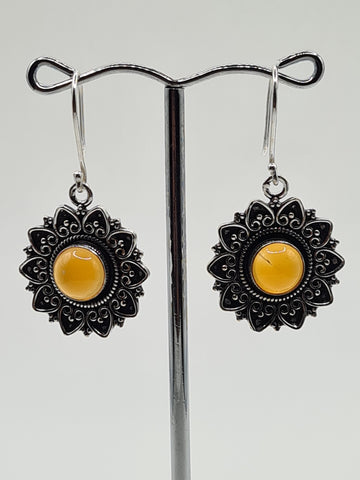 Carnelian Sun large drop earrings