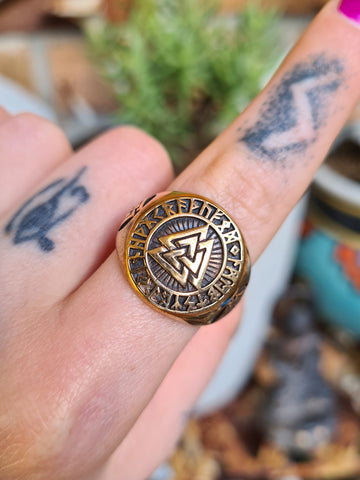 Valknut Bronze ring