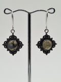 Labradorite Diamond large drop earrings