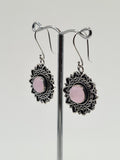 Rose Quartz Sun large drop earrings