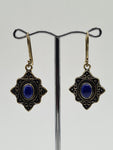 Lapis lazuli Flower large drop earrings