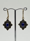 Lapis lazuli Flower large drop earrings