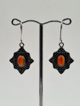 Carnelian Flower large drop earrings